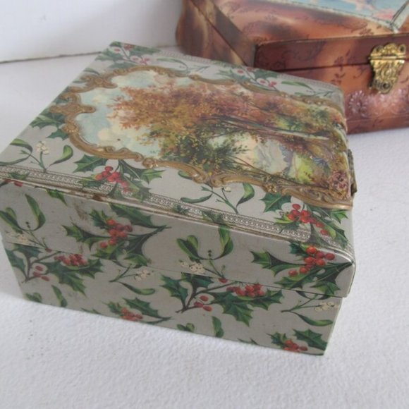 Victorian Celluloid Jewelry Box Silk Lined Vanity Box Jewelry Box White Birch - Picture 5 of 10